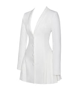 Load image into Gallery viewer, Delia White Blazer Dress with Pleated Detail