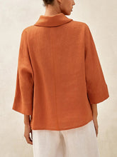 Load image into Gallery viewer, 100% Linen Dropped Collar Long-Sleeve Top TRISTAN