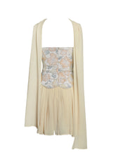 Load image into Gallery viewer, Quanisha Yellow Beaded Floral Mini Chiffon Dress with Scarf