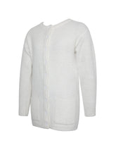 Load image into Gallery viewer, Orla White Wool-Blend Ribbed Knit Cardigan