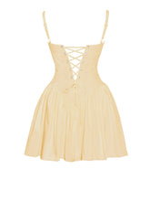 Load image into Gallery viewer, Kadi Yellow Cotton Drop Waist Corset Mini Dress