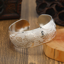 Load image into Gallery viewer, Big Elegant Luxury Amazing Classic Fashion Flower Metal Tibetan Indian Silver Vintage Retro Fashion Cuff Bracelet Bangle For Woman With Details of Animals
