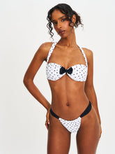 Load image into Gallery viewer, Olivea Polka Dot Black Bowtie Halter Bikini Top