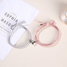 Load image into Gallery viewer, 2PCS Magnetic Bracelet Stainless Steel Love Heart Charm Couple Bracelets For Friend Braid Rope Bracelets Magnet Adjustable Rope Matching Bracelet Love Bracelet Couples 2 Pieces Relationship Magnetic Bracelet