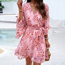 Load image into Gallery viewer, Floral Print Short Sleeves Dress