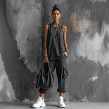 Load image into Gallery viewer, Women's Sleeveless Tank Top & Cropped Ankle Pants Set
