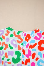 Load image into Gallery viewer, Green Leopard Print Patchwork V Neck Short Sleeve Blouse