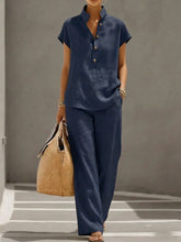 Load image into Gallery viewer, Cardigan & Short Sleeve Top + Pants Three-Piece Set – Solid Color Casual Lounge