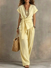 Load image into Gallery viewer, Women's V-Neck Short-Sleeve Top & Pants Two-Piece Set