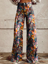 Load image into Gallery viewer, Women's Printed Flare Pants – Mid-Waist Full Length Plus Size