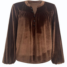 Load image into Gallery viewer, Women's Solid Color V-Neck Button Detail Long Sleeve Pullover