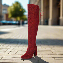 Load image into Gallery viewer, Plus-Size Over The Knee Long Boots for Women – Chunky Heel Nightclub Platform