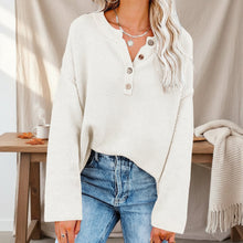 Load image into Gallery viewer, Solid Color V-Neck Pullover Knit Sweater | Relaxed Distressed Fit