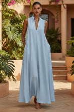 Load image into Gallery viewer, Linen Blend Sleeveless Stand-Collar Maxi Dress – 5 Colors S–3XL