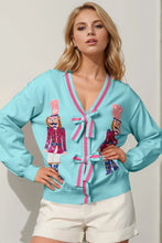 Load image into Gallery viewer, Nutcracker Sequin Bow Decor Cardigan