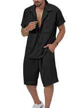 Load image into Gallery viewer, Men's Plus Size Button Up Short Sleeve Shirt and Shorts Set