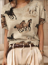 Load image into Gallery viewer, Women's Retro Short-Sleeve Jacquard Knit Top