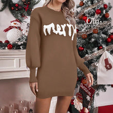 Load image into Gallery viewer, Women’s Knitted Round Neck Lantern-Sleeve Pullover Sheath