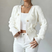 Load image into Gallery viewer, Women's Bow Cropped Cardigan