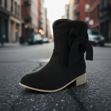 Load image into Gallery viewer, Low Heel Suede Large Size Sweet Bow Casual Boots