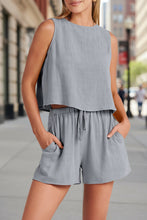Load image into Gallery viewer, Women's Sleeveless Top & Wide-Leg Shorts Set – Retro Street Style