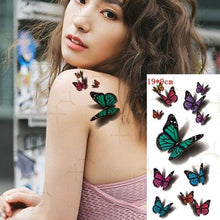 Load image into Gallery viewer, 3D Butterfly Waterproof Temporary Tattoo Sticker Snake Flowers Elegant Small Popular Tattoo For Womens Mens