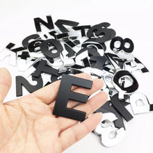 Load image into Gallery viewer, 3D Car Stickers Metal Alphabet Car Letters Numbers Decal Sticker, Metal Emblem Decal Logo Trim Badge Silver Black Badge Chrome Letters Numbers Logo Car Stickers Automobiles Plastic Car Letters Number Sticker 3D Emblem Accessories Stickers
