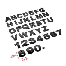 Load image into Gallery viewer, 3D Car Stickers Metal Alphabet Car Letters Numbers Decal Sticker, Metal Emblem Decal Logo Trim Badge Silver Black Badge Chrome Letters Numbers Logo Car Stickers Automobiles Plastic Car Letters Number Sticker 3D Emblem Accessories Stickers