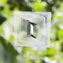 Load image into Gallery viewer, 3D Drop-shaped Rotating Wind Spinner Outdoor Metal Sculptures Flowing Stainless Steel Wind Chimes Flowing-Light Effect Design Home Garden Decoration Outdoor Hanging Decor Gift Wind Spinners Mirrored Patio Wind Chime Yard Decor