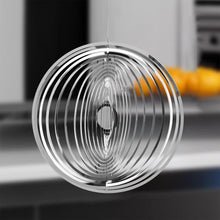 Load image into Gallery viewer, 3D Drop-shaped Rotating Wind Spinner Outdoor Metal Sculptures Flowing Stainless Steel Wind Chimes Flowing-Light Effect Design Home Garden Decoration Outdoor Hanging Decor Gift Wind Spinners Mirrored Patio Wind Chime Yard Decor
