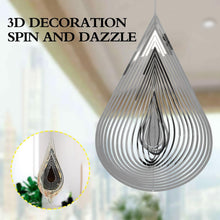 Load image into Gallery viewer, 3D Drop-shaped Rotating Wind Spinner Outdoor Metal Sculptures Flowing Stainless Steel Wind Chimes Flowing-Light Effect Design Home Garden Decoration Outdoor Hanging Decor Gift Wind Spinners Mirrored Patio Wind Chime Yard Decor