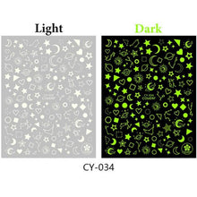 Load image into Gallery viewer, 3D Nail Polish Sticker Flame Butterfly Rose Star Nail Glitter Decals Water Transfer Summer Sliders Nail Art Decorations Glow in Dark Nail Stickers Self-Adhesive Nail Art Decals Butterfly Flower Star Heart Nail Strips Glow Dark Nail Art Manicure