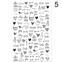 Load image into Gallery viewer, 3D Nail Sticker Russian English Letter Sticker For Nails Foil Love Heart Design Accessories Fashion Manicures Sticker Decoration Nail Art Stickers Water Transfer Nail Decals Full Wraps Gradient Acrylic Nail Kits for Women Manicure Decoration