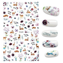 Load image into Gallery viewer, 3D Nail Stickers Leaves Butterfly Panda Love Heart Design Stickers For Nails Manicure Foil Nail Art Decor Girls Manicure Decoration Nail Art Supplies 3D Self-Adhesive Nail Decals Designer Nail Stickers for Acrylic Nails