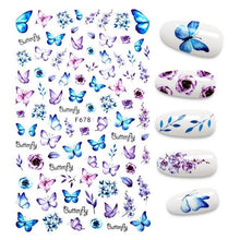 Load image into Gallery viewer, 3D Nail Stickers Leaves Butterfly Panda Love Heart Design Stickers For Nails Manicure Foil Nail Art Decor Girls Manicure Decoration Nail Art Supplies 3D Self-Adhesive Nail Decals Designer Nail Stickers for Acrylic Nails