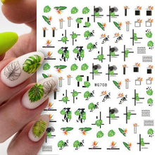Load image into Gallery viewer, 3D Nails Sticker Spring Cartoon Animals Flowers Leaves Self Adhesive Decals Sliders Nail Art Accessories Decoration Decal Self-Adhesive 3D Wave Design Decoration for Women Girls Tape Nail Art Stickers Decal Decoration