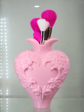 Load image into Gallery viewer, 3D Printed Pink Heart Vase & Brush Holder - Floral Decor & Organizer