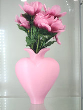 Load image into Gallery viewer, 3D Printed Pink Heart Vase & Brush Holder - Floral Decor & Organizer