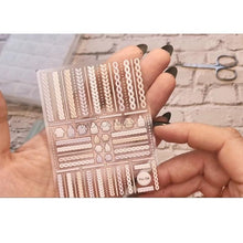 Load image into Gallery viewer, 3D Sweater Nail Sticker Acrylic Engraved Winter Nails Design Tip Wraps Decals Slider Decoration Nails Decal Nail Art 3D Acrylic Engraved Nail Sticker Nail Art Decoration Self-Adhesive Nail Art Decoration French Black and White Lace Retro Flower