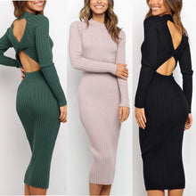 Load image into Gallery viewer, New Style Women's Suits Sweater Dresses Women's Solid Color Backless Bow Tight Dresses