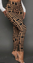Load image into Gallery viewer, Women’s Geometric Print Knitted Leggings – Casual Stretch Pants