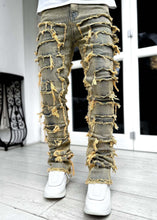Load image into Gallery viewer, Patched Pants Long Tight Fit Stacked Jeans