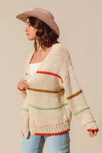 Load image into Gallery viewer, SO ME Loose Fit Multi Stripe Open Front Cardigan