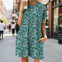 Load image into Gallery viewer, Floral Print Loose Pocket Dress | Round Neck Short Sleeve