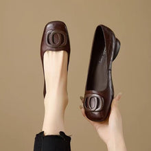 Load image into Gallery viewer, Women's French Vintage Round Toe Slip-On Flats – Low Chunky Heel Mary Jane Style