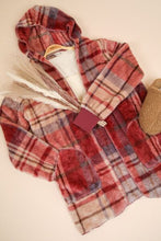 Load image into Gallery viewer, Colorful Fuzzy Plaid Long Sleeve Hooded Jacket Warm & Trendy Outerwear for Cold Days
