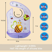 Load image into Gallery viewer, Amplim Convertible Baby Feeding Bibs 3-Pack – Waterproof, Adjustable, Lightweight, Eco-Friendly PEVA & LDPE, BPA-Free for Babies & Toddlers