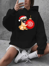 Load image into Gallery viewer, Women’s Oversized Christmas Pug Hoodie