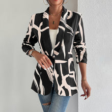 Load image into Gallery viewer, Women's Abstract Print Blazer Button Long Sleeve Work Jacket