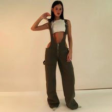 Load image into Gallery viewer, Y2K Denim Overalls - Zipper Suspender Jumpsuit Streetwear